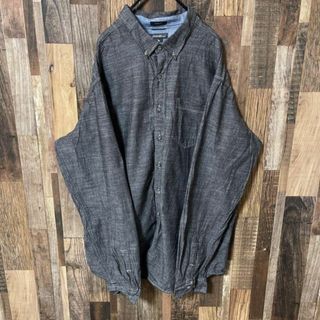 エディーバウアー(Eddie Bauer)のエディーバウアー 2XL メンズ グレー ボタンダウン シャツ USA古着 長袖(シャツ)