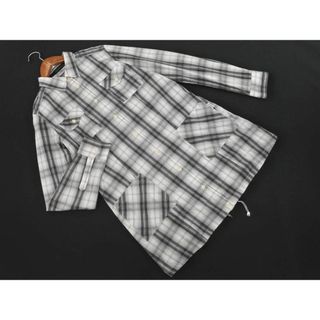 カルバンクライン(Calvin Klein)のカルバンクライン チェック ロング シャツ sizeL/白ｘ黒 ■◇ レディース(シャツ/ブラウス(長袖/七分))