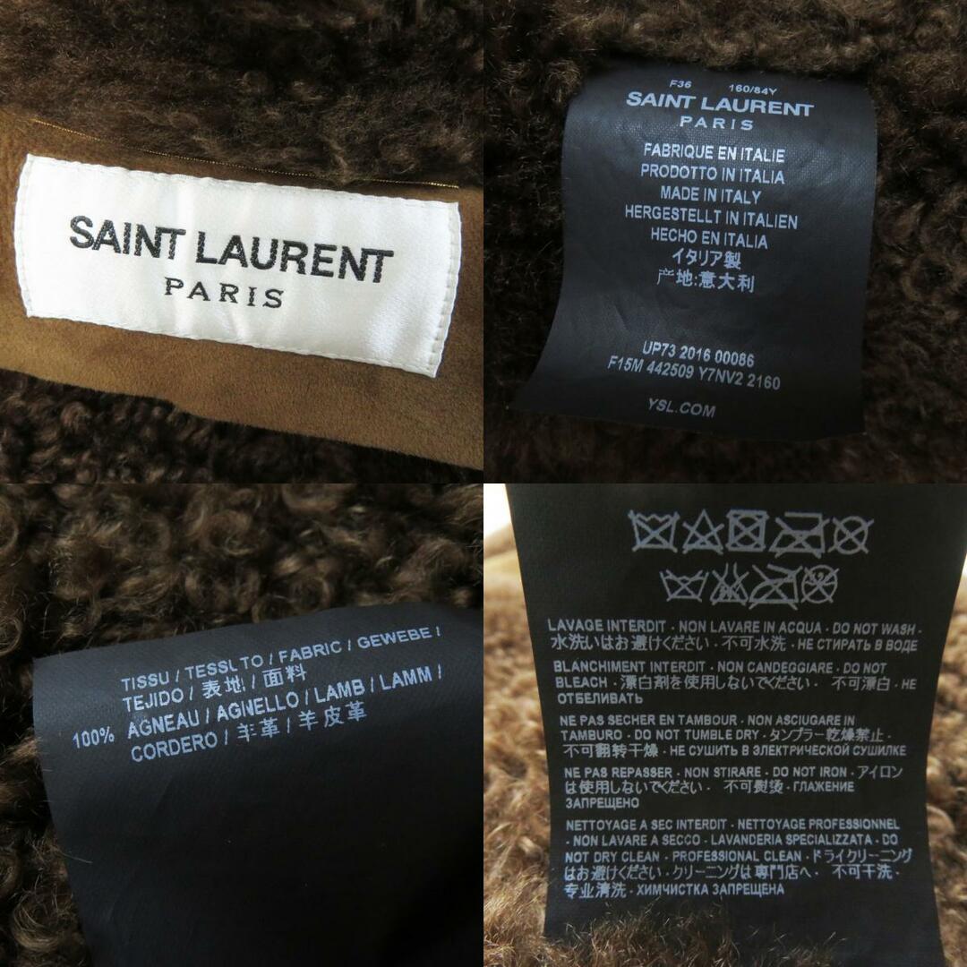 Saint Laurent(サンローラン)の未使用品◎SAINT LAURENT PARIS サンローランパリ 442509 超ロング ムートンコート ブラウン 36 イタリア製 レディース レディースのジャケット/アウター(ムートンコート)の商品写真