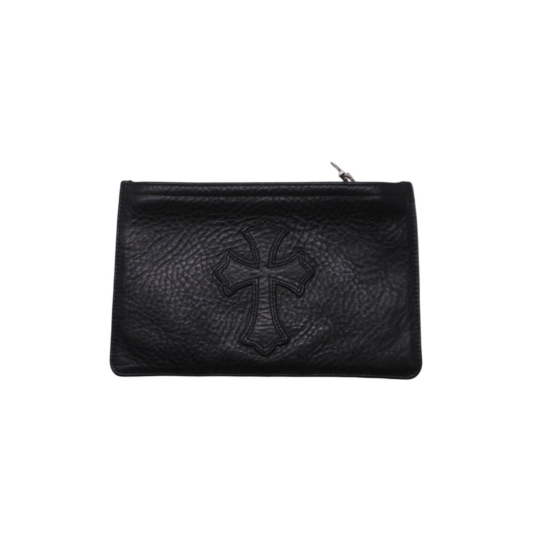 Chrome Hearts(クロムハーツ)のCHROME HEARTS クロムハーツ クロスパッチ ジッパーチェンジパース コインケース 小物入れ ブラック シルバー925 美品 中古 62514 レディースのファッション小物(コインケース)の商品写真