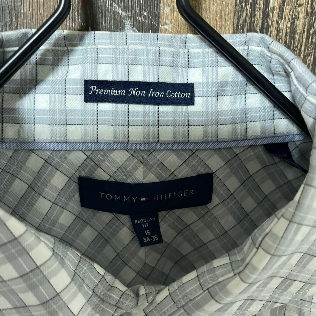 TOMMY HILFIGER(トミーヒルフィガー)のトミーヒルフィガー メンズ チェック XL グレー シャツ 古着 90s 長袖 メンズのトップス(シャツ)の商品写真