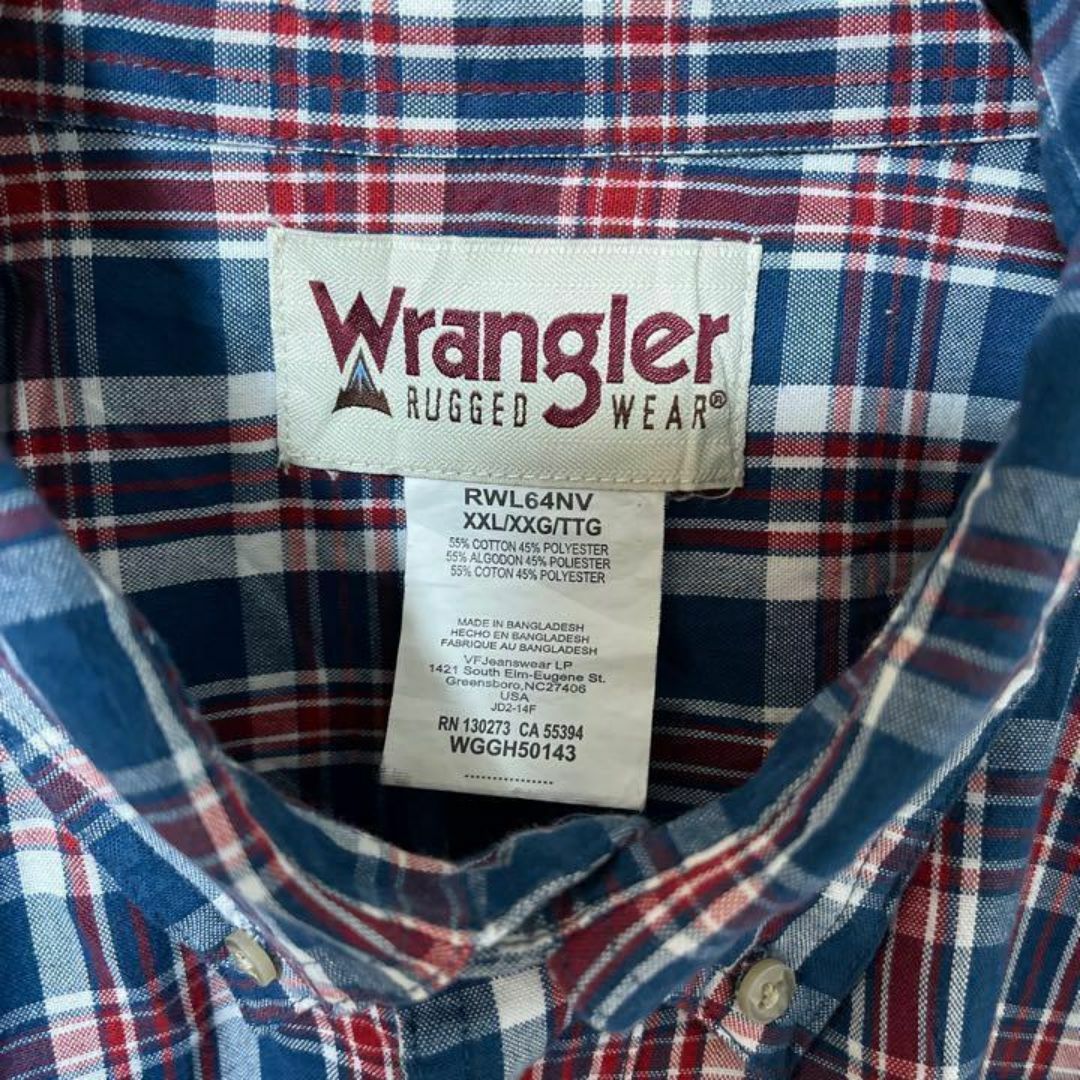 Wrangler(ラングラー)のラングラー チェック ブルー メンズ 2XL シャツ USA古着 90s 長袖 メンズのトップス(シャツ)の商品写真