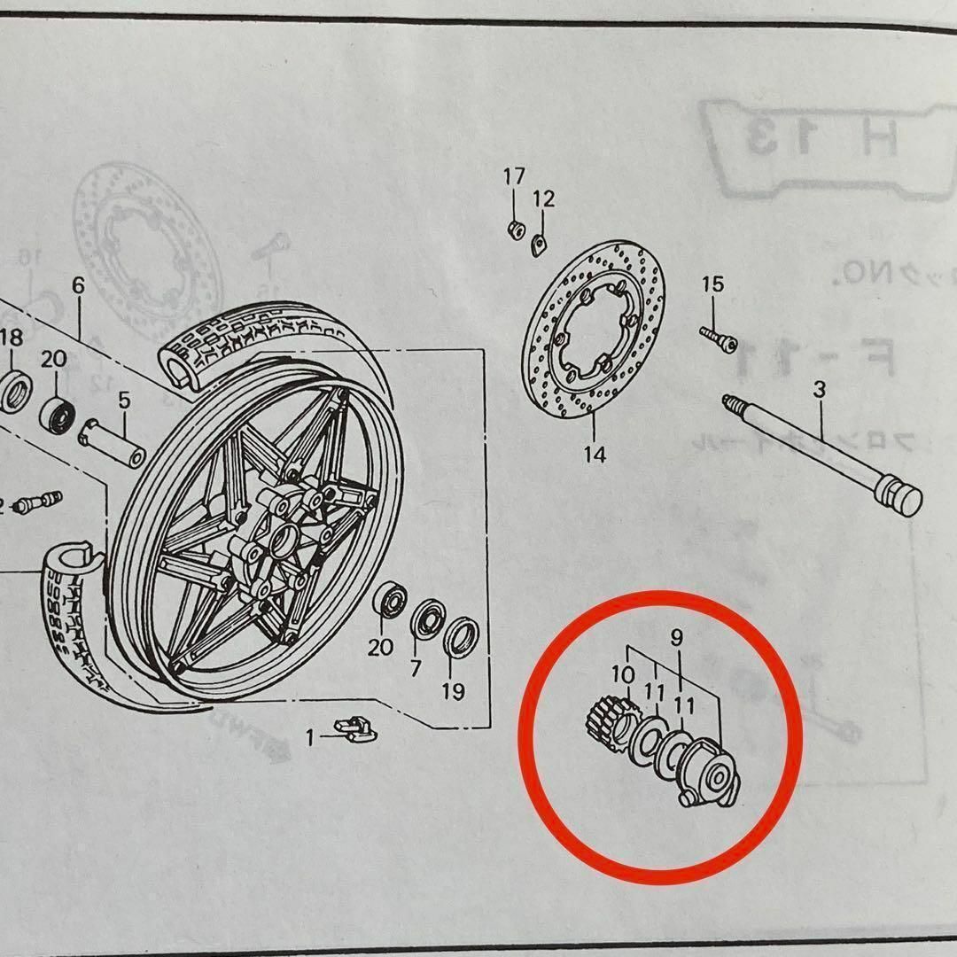 ホンダ(ホンダ)のCBR400F スピードメーターギアボックス　メーターギア　メーター CBR 自動車/バイクのバイク(パーツ)の商品写真