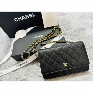 シャネル(CHANEL)の正規品CHANEL クラシック チェーンウォレット キャビアスキン　ゴールド  (ショルダーバッグ)