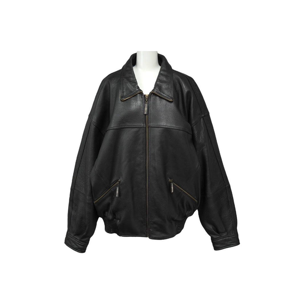 PELLE PELLE(ペレペレ)のpellepelle ペレペレ レザージャケット ビックシルエット MB2687 レザー ブラック 良品 中古 62447 レディースのジャケット/アウター(その他)の商品写真