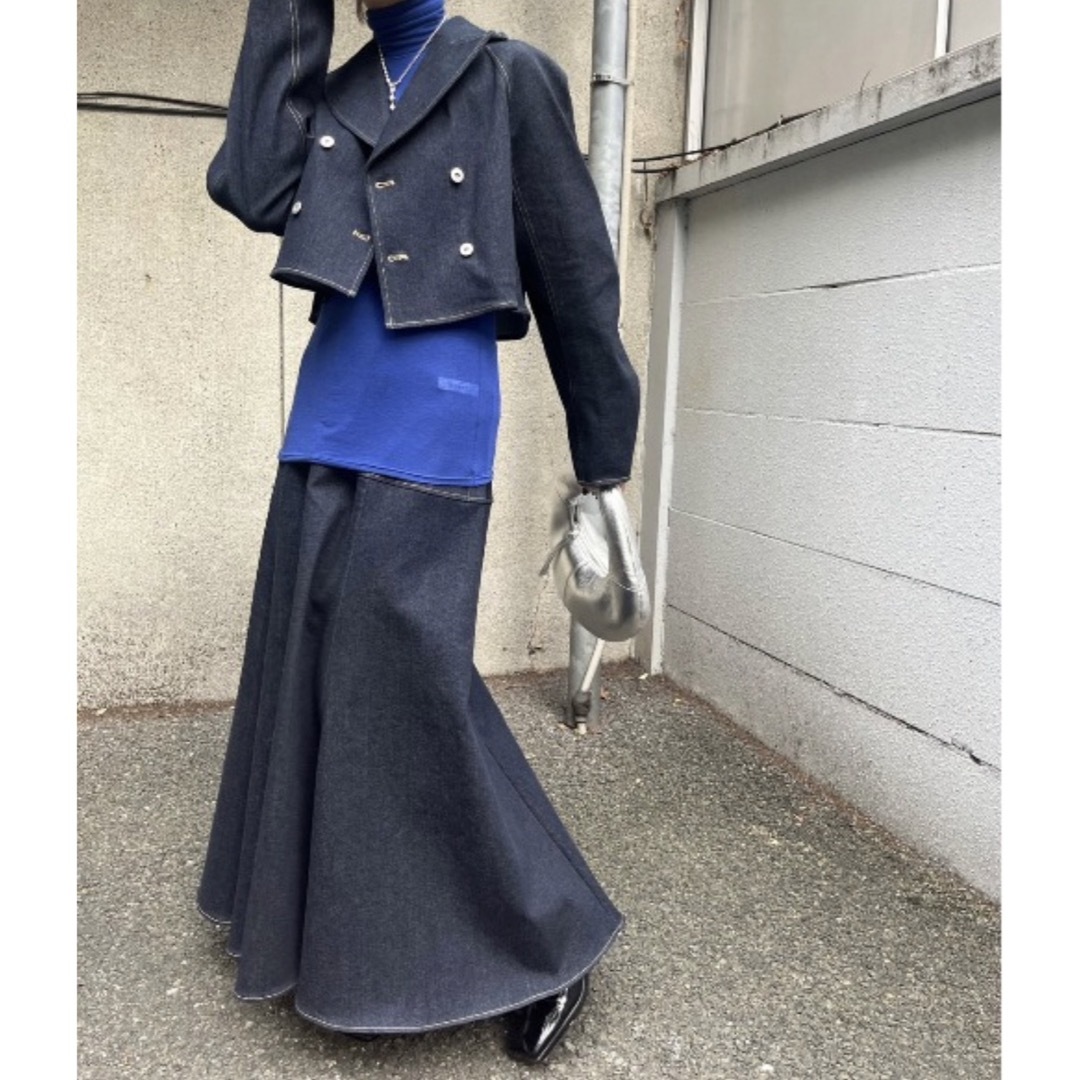 Ameri VINTAGE(アメリヴィンテージ)のAMERI DENIM SETUP CURVE DRESS S レディースのジャケット/アウター(Gジャン/デニムジャケット)の商品写真