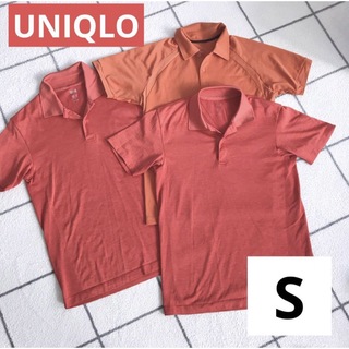 ユニクロ(UNIQLO)のUNIQLO ドライEX 速乾　ポロシャツ  オレンジ　レッド　S メンズ(ポロシャツ)