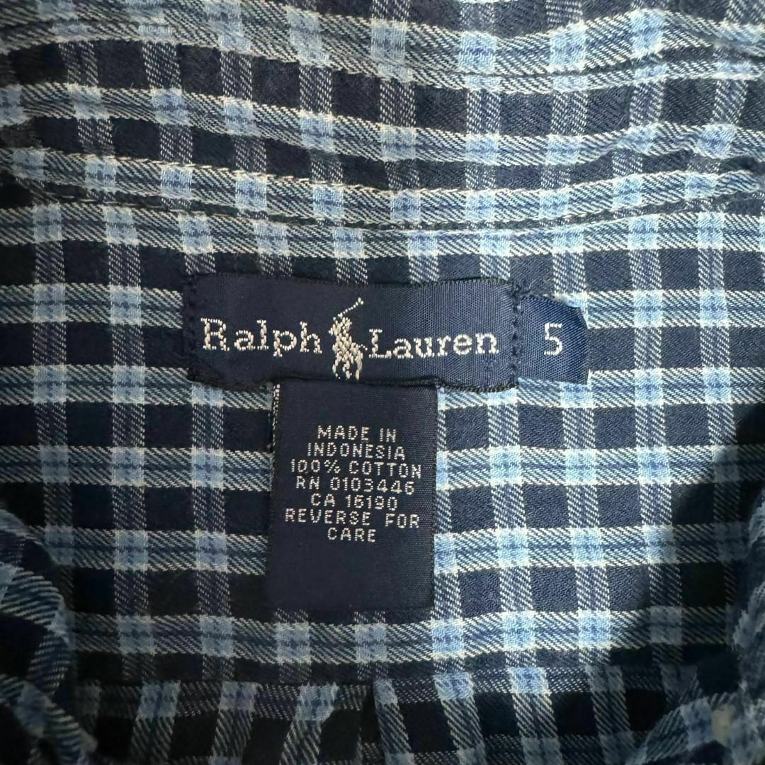 Ralph Lauren(ラルフローレン)の【キッズ】古着 RALPH LAUREN BDシャツ 115 チェック 刺繍ロゴ キッズ/ベビー/マタニティのキッズ服女の子用(90cm~)(ブラウス)の商品写真