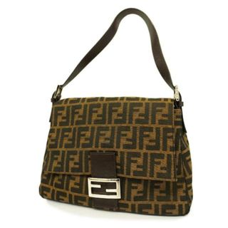 フェンディ(FENDI)の【4hc2968】フェンディ ハンドバッグ/ズッカ/マンマバケット/ナイロンキャンバス/ブラウン/シルバー金具 【中古】 レディース(ハンドバッグ)