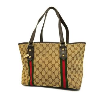 グッチ(Gucci)の【4hc3049】グッチ トートバッグ/GGキャンバス/シェリーライン/137396/キャンバス/ブラウン/ベージュ/シャンパンゴールド金具 【中古】 レディース(トートバッグ)