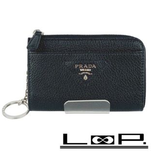 プラダ(PRADA)の■新同■　プラダ トリヨン コイン ケース 小銭入れ キーリング レザー ブラック 箱 【135903】(コインケース)