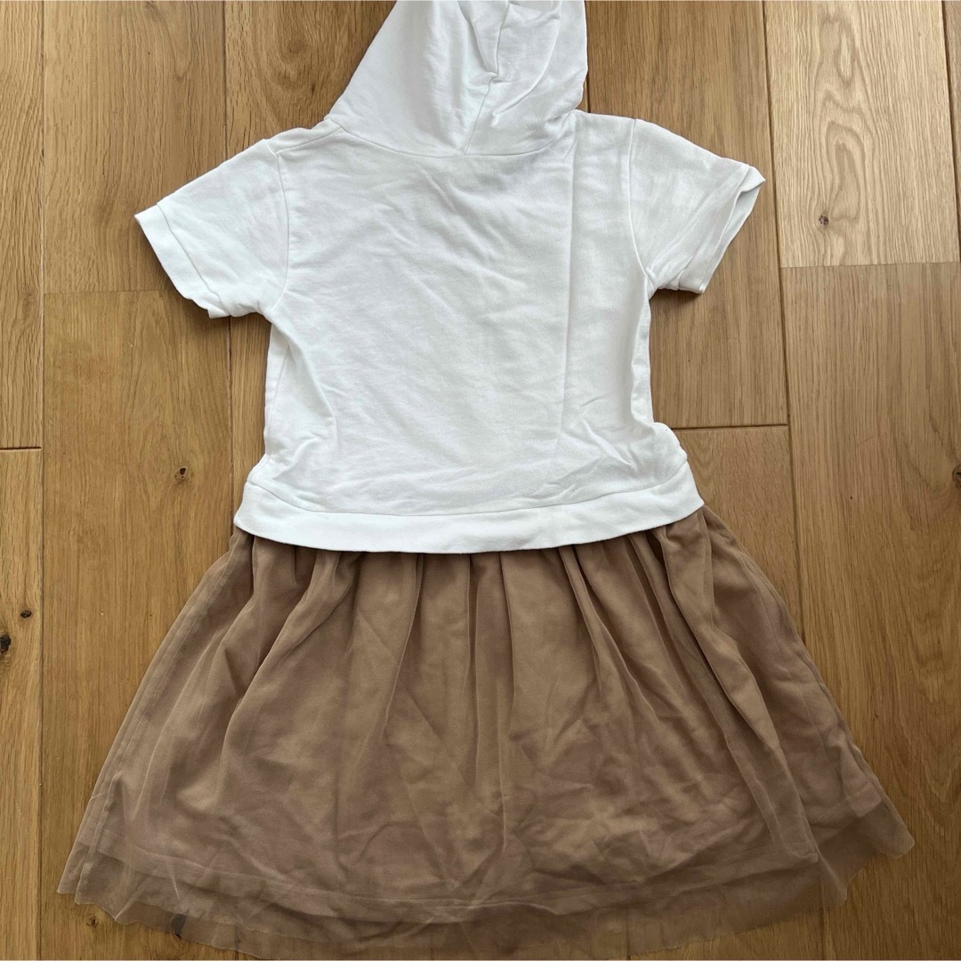 フード付きチュールスカートワンピース⭐︎130 キッズ/ベビー/マタニティのキッズ服女の子用(90cm~)(ワンピース)の商品写真