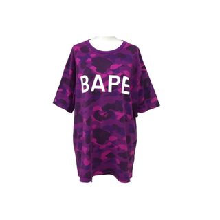 A BATHING APE - A BATHING APE アベイシングエイプ 半袖Ｔシャツ 001CSJ201015M XLサイズ カモフラージュ コットン パープル 美品 中古 62511