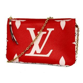 ルイヴィトン(LOUIS VUITTON)の【4hc3146】ルイヴィトン ショルダーバッグ/モノグラムジャイアント/ポシェットドゥーブルジップ/M67561/レッド/ピンク【中古】レディース(ショルダーバッグ)