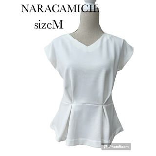 ナラカミーチェ(NARACAMICIE)のナラカミーチェ  ウエスト切り替えフレンチスリーブカットソー　ホワイト　白　M(カットソー(半袖/袖なし))