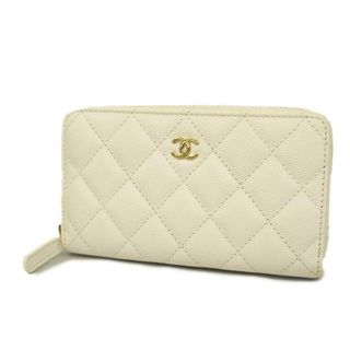 シャネル(CHANEL)の【4hc3176】シャネル 財布/マトラッセ/キャビアスキン/ホワイト/ゴールド金具 【中古】 レディース(財布)