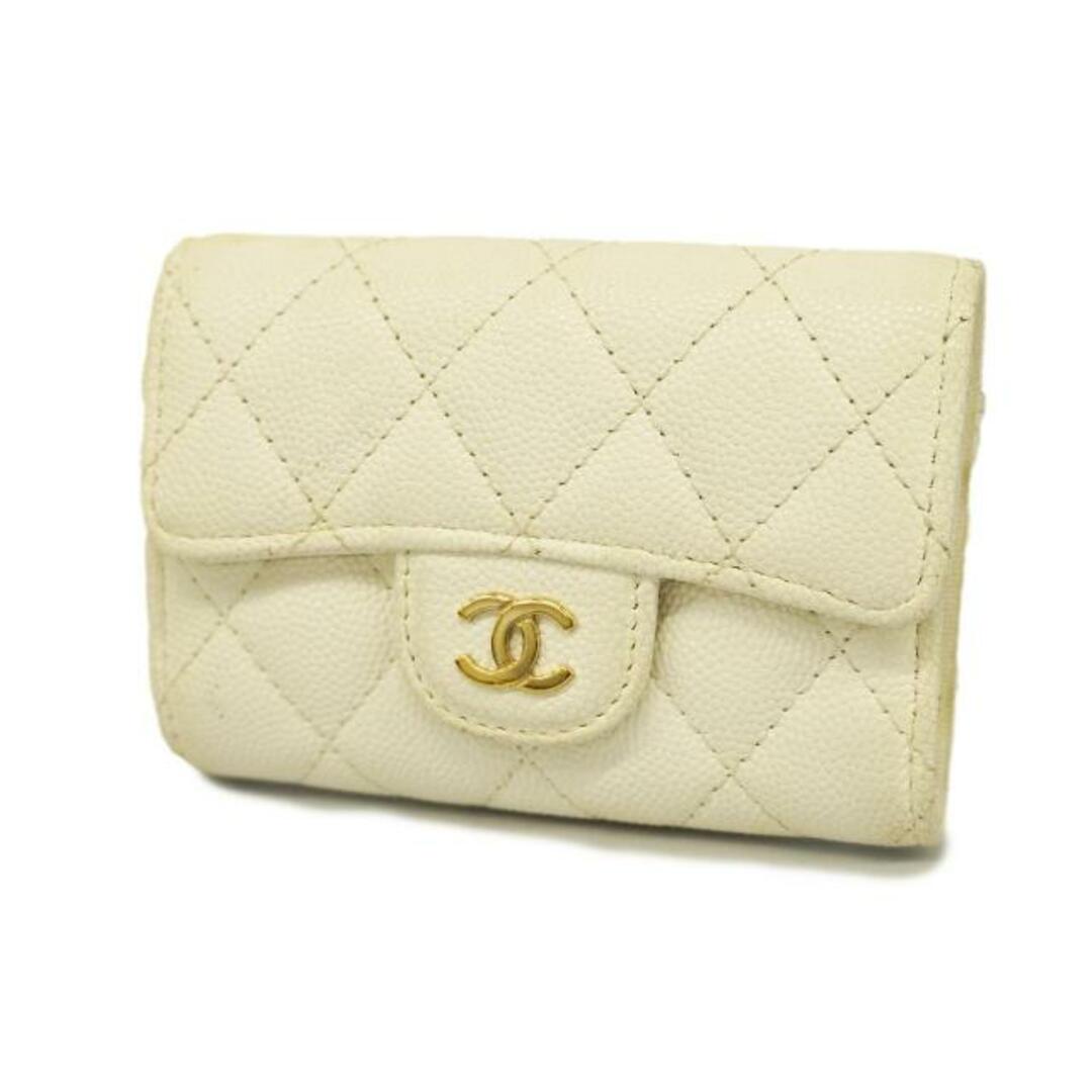 CHANEL(シャネル)の【4hc3177】シャネル キーケース/マトラッセ/キャビアスキン/ホワイト/ゴールド金具 【中古】 レディース レディースのファッション小物(キーケース)の商品写真