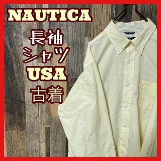 ノーティカ(NAUTICA)のノーティカ ボタンダウン イエロー メンズ L シャツ USA古着 90s 長袖(シャツ)