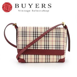 バーバリー(BURBERRY)の【中古】 バーバリー ショルダーバッグ キャンバス レザー ベージュ ボルドー ゴールド金具 ノバチェック 斜め掛け レディース 女性 BURBERRY(ショルダーバッグ)