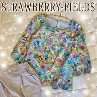 ストロベリーフィールズ(STRAWBERRY-FIELDS)の最終お値下げ◆美品◆ストロベリーフィールズ 水彩花柄 ブラウス シャツ(シャツ/ブラウス(長袖/七分))