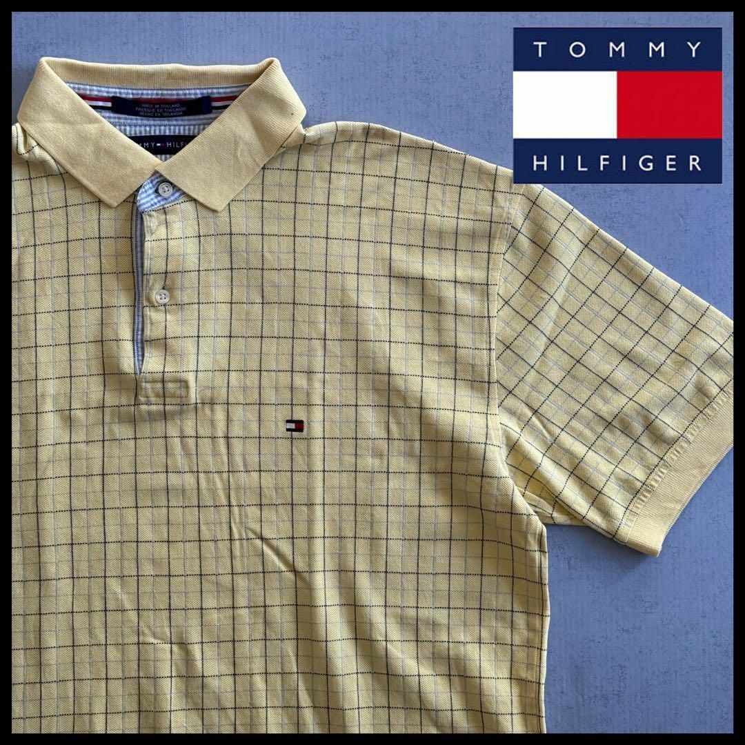 TOMMY HILFIGER(トミーヒルフィガー)のトミーヒルフィガー ポロシャツ チェック 刺繍ロゴ オーバーサイズ USA古着 メンズのトップス(ポロシャツ)の商品写真