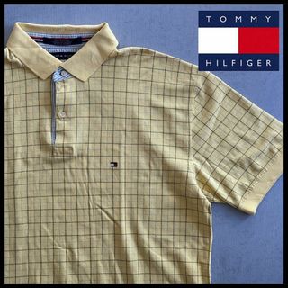 トミーヒルフィガー(TOMMY HILFIGER)のトミーヒルフィガー ポロシャツ チェック 刺繍ロゴ オーバーサイズ USA古着(ポロシャツ)