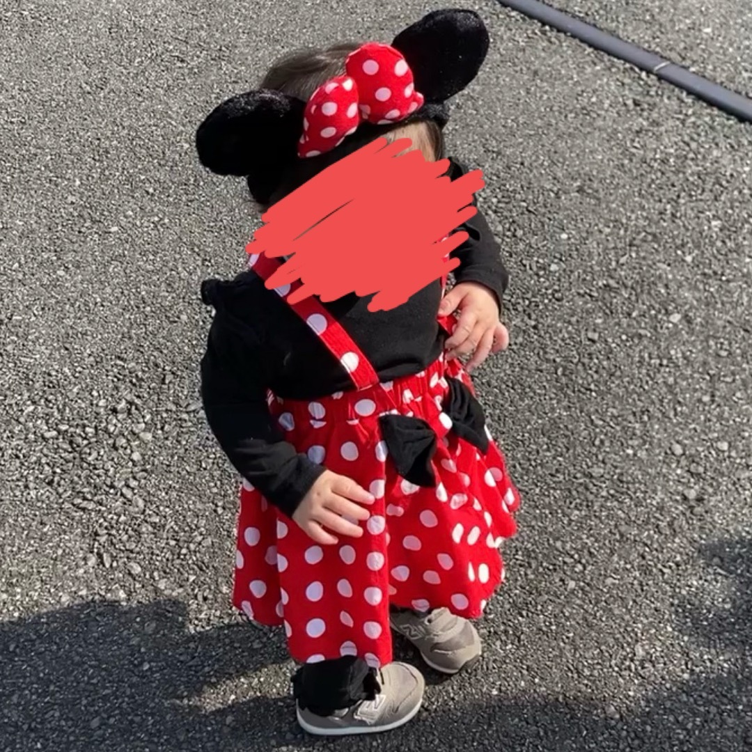 Disney(ディズニー)のミニーちゃんコスプレ　サロペット　子供 エンタメ/ホビーのコスプレ(衣装)の商品写真