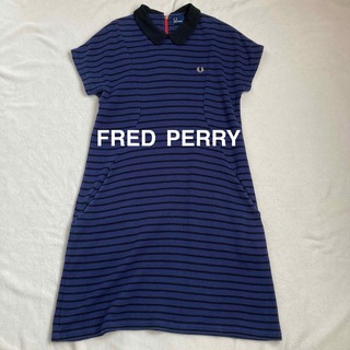 FRED PERRY - FRED PERRY  フレッドペリー  ボーダー　膝丈ワンピース　襟付き