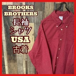 ブルックスブラザース(Brooks Brothers)のブルックスブラザーズ メンズ ボタンダウン チェック レッド L シャツ 古着(シャツ)