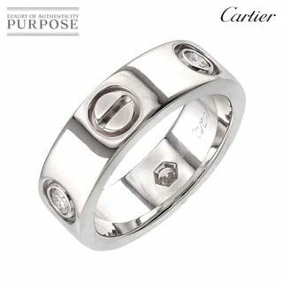 カルティエ(Cartier)のカルティエ Cartier ラブ #48 リング ハーフ ダイヤ 3P K18 WG ホワイトゴールド 750 指輪 VLP 90228273(リング(指輪))