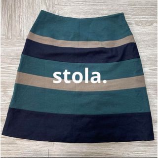 ストラ(Stola.)のstola. ストラ ボーダー柄スカート 秋冬 38サイズ（Mサイズ相当）(ひざ丈スカート)