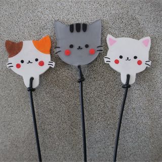 ガーデンピック　園芸ピック　猫　ねこ　プラバン　プラ板　ハンドメイド　ワイヤー(その他)