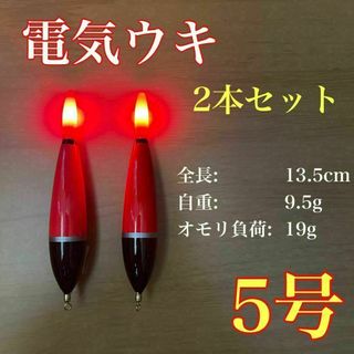 電気ウキ　5号　2本セット　棒ウキ　LED ハピソン　冨士灯器　アオリイカ(その他)