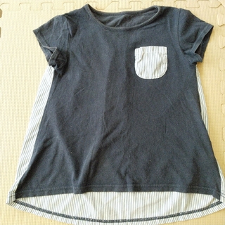 ニシマツヤ(西松屋)のキッズ　Tシャツ　サイズ140　紺色×ストライプ(Tシャツ/カットソー)