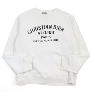 【ドンドン見直し】良品○DIOR ディオール オム 20AW 043J655A0531 ATELIER アトリエ コットン100% フロントロゴ Vガゼット クルーネック スウェットシャツ ホワイト L イタリア製 正規品 メンズ