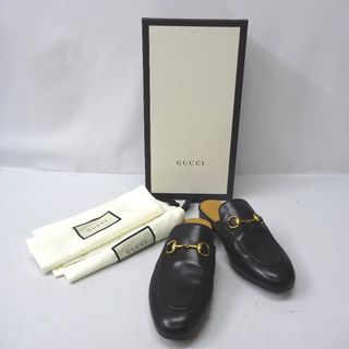 グッチ(Gucci)のグッチ スリッパ レザースリッパ プリンスタウン 423513 ブラック レディース ＃35 1/2 Ft721741 中古(その他)