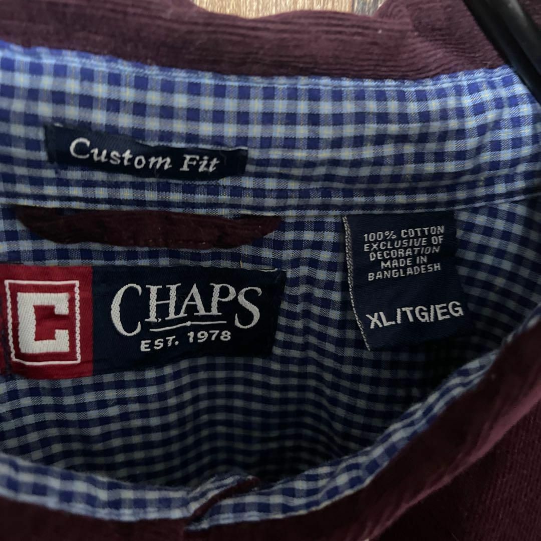 CHAPS(チャップス)のチャップス メンズ コーディロイ ボタンダウン XL パープル シャツ 古着 メンズのトップス(シャツ)の商品写真