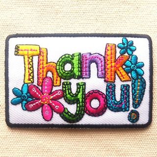 【送料込み】新品☆Thank you！花柄のアイロンワッペン(各種パーツ)