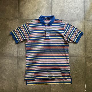 ラルフローレン(Ralph Lauren)の90s ラルフローレン ポロシャツ マルチボーダー M ブルー(ポロシャツ)