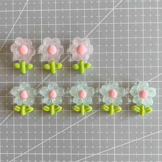 デコパーツ　ハンドメイド資材　お花　フラワー　Flower ピンク　水色　(各種パーツ)