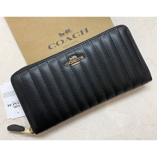 コーチ(COACH)の【新品未使用✨COACH コーチ 長財布 ✨キルティング  ブラック (財布)