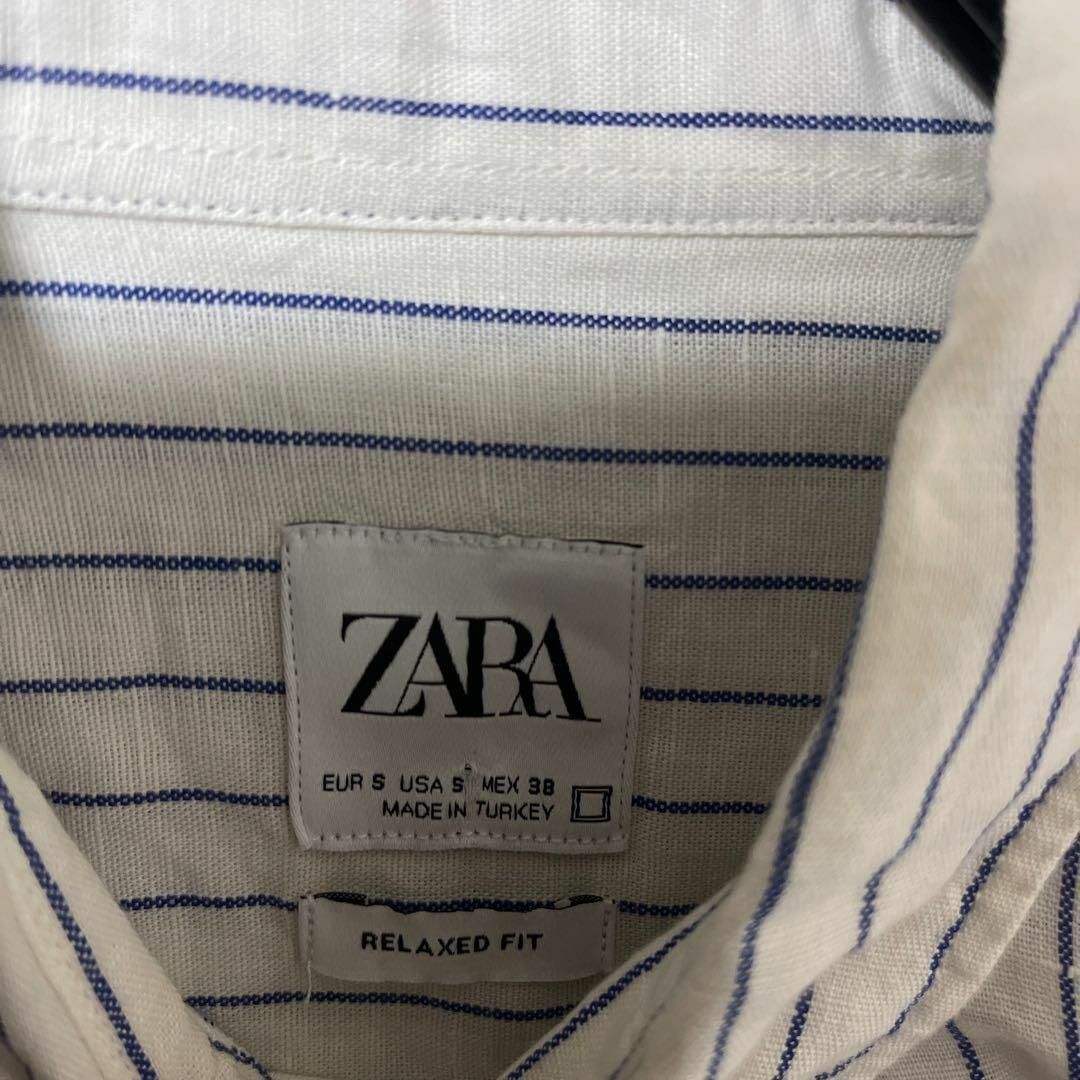 ZARA(ザラ)のザラ メンズ ストライプ S ホワイト ボタンダウン シャツ 古着 90s 長袖 メンズのトップス(シャツ)の商品写真