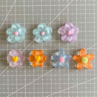 デコパーツ　ハンドメイド資材　お花　フラワー　Flower 水色　紫　オレンジ　(各種パーツ)