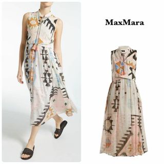 Max Mara - 【MaxMara】近年モデル＊ノースリーブ　ロングワンピース　総柄　38