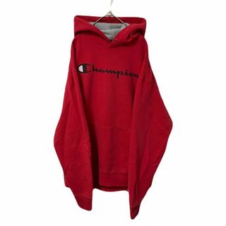 チャンピオン(Champion)の90s 古着 Champion パーカー 2XL 赤 フロントロゴ ゆるだぼ(パーカー)