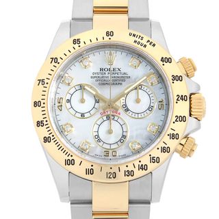 ロレックス(ROLEX)のロレックス コスモグラフ デイトナ 8Pダイヤ 116523NG ホワイトシェル ランダム番 メンズ 中古 腕時計(腕時計(アナログ))