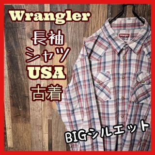 ラングラー(Wrangler)のラングラー メンズ チェック XL グレー アメカジ シャツ 古着 90s 長袖(シャツ)