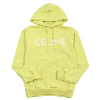 セリーヌ(celine)の【ドンドン見直し】良品○CELINE セリーヌ 2Y369670Q コットン100% フロントロゴプリント ルーズプルオーバーパーカー イエロー XXS イタリア製 正規品 メンズ(パーカー)