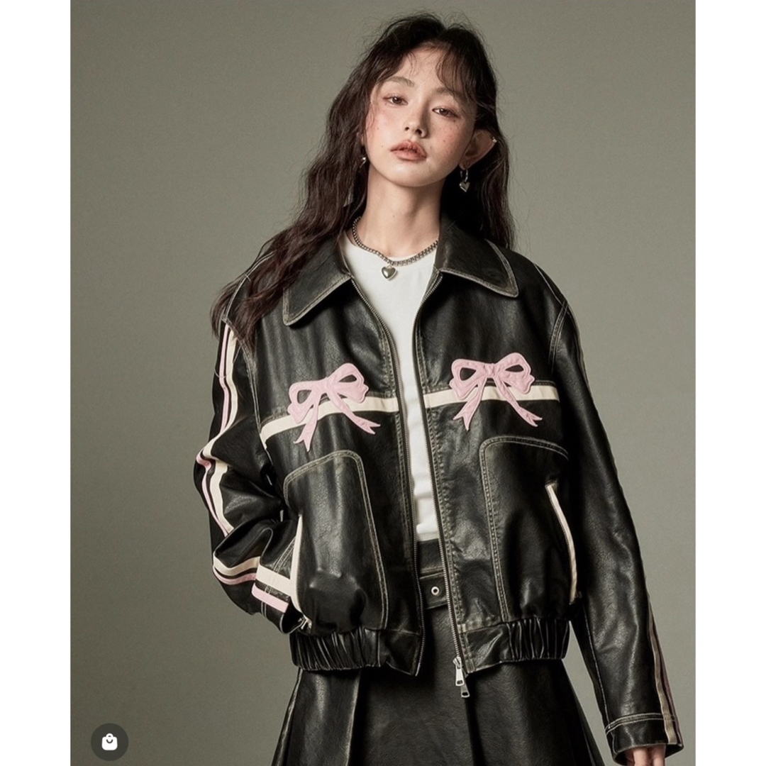 【新品未着用タグ付き】DIDDI MODA レトロリボンレザージャケット 【新品未着用タグ付き】DIDDI MODA レトロリボンレザージャケット