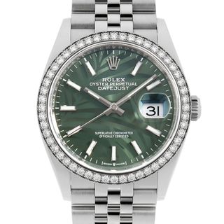 ロレックス(ROLEX)のロレックス デイトジャスト36 ベゼルダイヤ　 126284RBR グリーン パームモチーフ 5列 ジュビリーブレス ランダム番 メンズ 中古 腕時計(腕時計(アナログ))